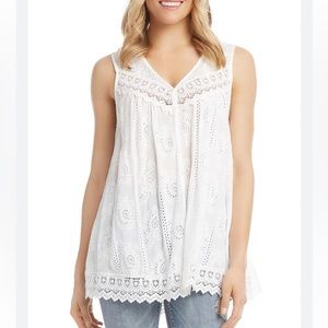 NWT Karen Kane Sleveless White Eyelet Lace Top - L